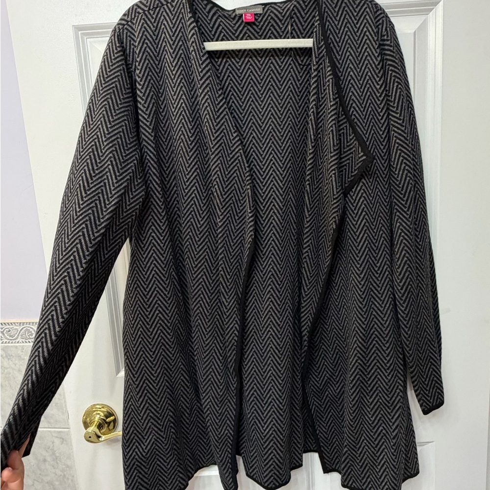 Chevron Patterned Black and Gray Women's Sweater